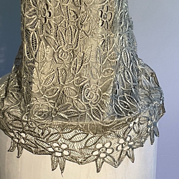 Silken Poetry Sage Green XL 2 Piece Mother of the Bride Dress Crocheted Beaded - Picture 8 of 16